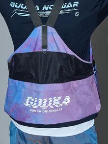 Men Letter Graphic Buckle Decor Zipper Pocket Vest Jacket - Multicolor - View 6