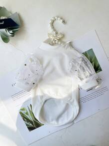 1pc Star Decor Pet Tee For Cat And Dog For Wedding - White - View 4