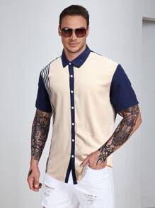 Manfinity Homme Men Plus Striped Print Shirt Without Tee - Multicolor - View 5