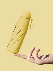 1pc Yellow Umbrella, Minimalist Compact Folding Umbrella For Outdoor - Yellow - View 1