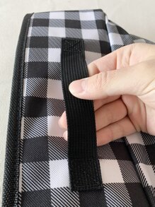 1pc Foldable Plaid Print Litter Box For Cat And Dog For Cleaning - Black and White - View 5