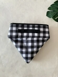 1pc Foldable Plaid Print Litter Box For Cat And Dog For Cleaning - Black and White - View 7
