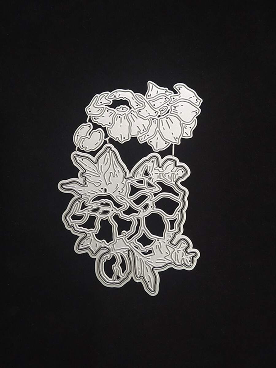 1 pieza troquel de corte de acero inoxidable, diseño creativo de flores, troquel para manualidades con plantilla grabada DIY - Plateado - Ver 1