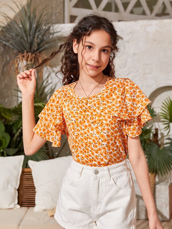 Damen Top Mit Schmetterlingsärmeln - Baumwolle Lockere Passform Für Alltag