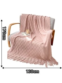 Ném cái mền Màu thuần Tua - Màu Hồng baby - Xem 5