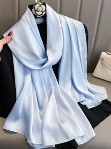 1入組女性素色時尚圍巾日常裝飾 - 淺藍色 - 查看 1