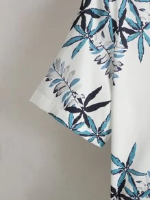 Manfinity RSRT Bộ hai mảnh Nam Dây kéo Túi Nút phía trước Thực vật Boho - Xanh và trắng - Xem 6