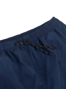 Hombres Shorts de natación con estampado de dibujos animados de cintura con cordón - Azul Marino - Ver 3
