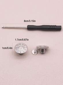 6pcs Zinc Alloy Button With 1pc Tool, Casual Letter Graphic Round Hand Sewing For Apparel Accessory