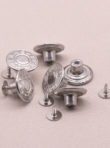 6pcs Zinc Alloy Button With 1pc Tool, Casual Letter Graphic Round Hand Sewing For Apparel Accessory