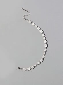 男士隨機方晶鋯石裝飾銀手環 - 銀色 - 查看 2