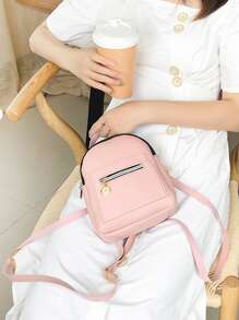 Balo Thời Trang Nữ màu trơn - Hồng - Xem 5