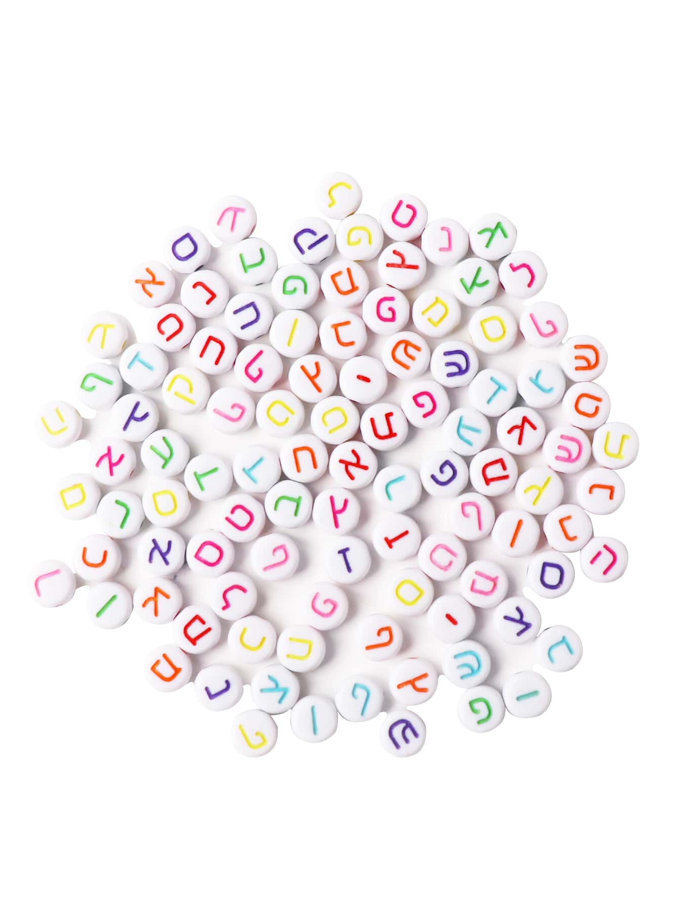 100 piezas Cuenta DIY con diseño de letra - Multicolor - Ver 1