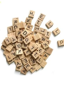 100pcs/set Wooden Decoration Craft, Creative Letter Graphic Square Decoration Object For Home - Brown - View 1