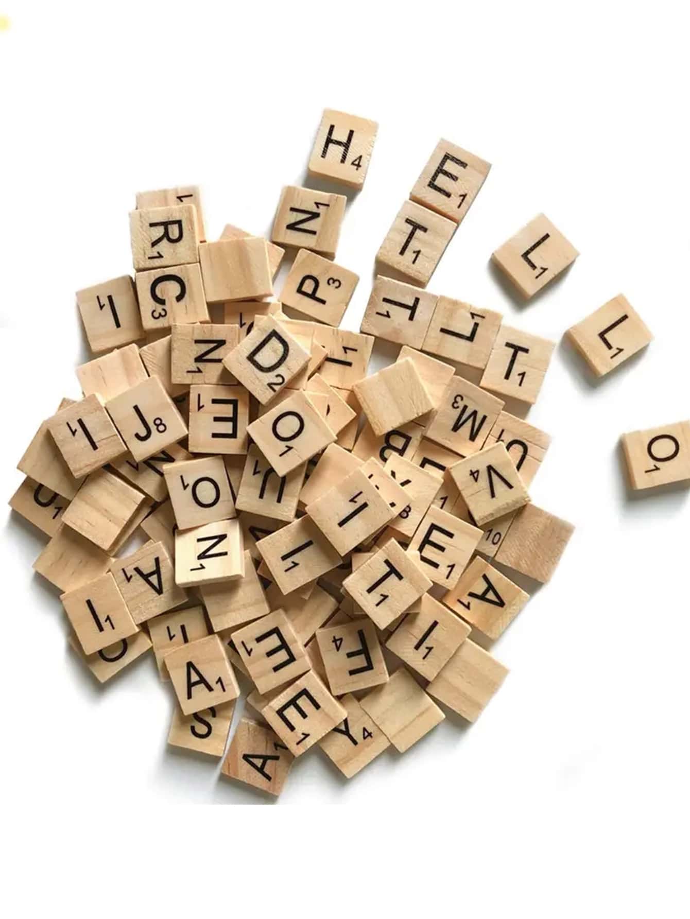 100pcs/set Wooden Decoration Craft, Creative Letter Graphic Square Decoration Object For Home - Brown - View 1