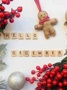 100pcs/set Wooden Decoration Craft, Creative Letter Graphic Square Decoration Object For Home - Brown - View 2