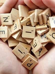 100pcs/set Wooden Decoration Craft, Creative Letter Graphic Square Decoration Object For Home - Brown - View 4