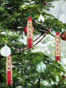 100pcs/set Wooden Decoration Craft, Creative Letter Graphic Square Decoration Object For Home - Brown - View 5