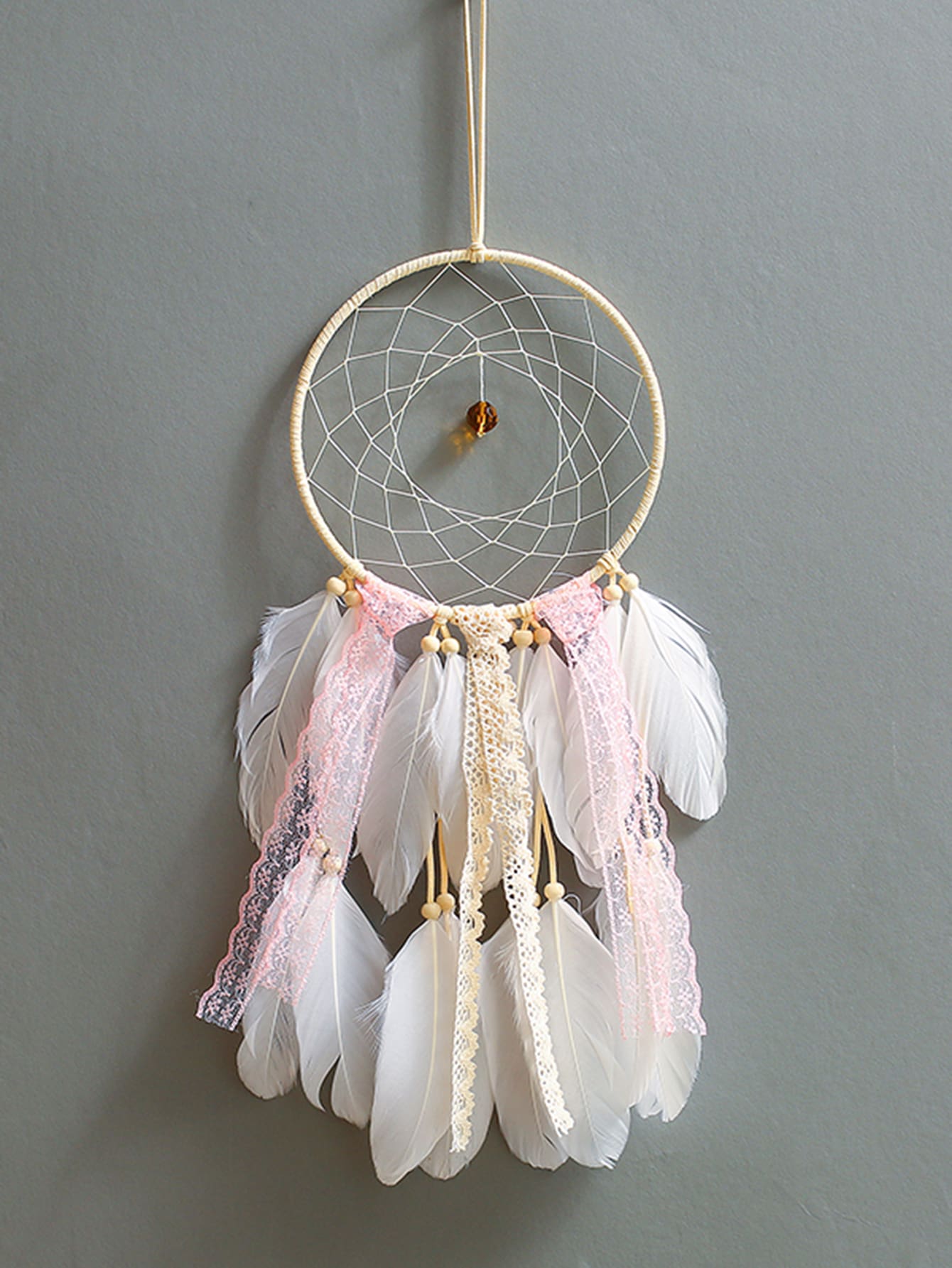 1pc Duck Feather Dreamcatcher, Modern Home Ornament Craft Gift For Girls Bedroom - Multicolor - View 1