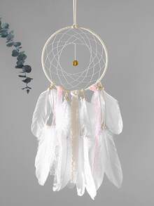 1pc Duck Feather Dreamcatcher, Modern Home Ornament Craft Gift For Girls Bedroom - Multicolor - View 2
