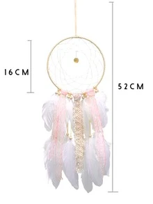 1pc Duck Feather Dreamcatcher, Modern Home Ornament Craft Gift For Girls Bedroom - Multicolor - View 3