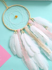 1pc Duck Feather Dreamcatcher, Modern Home Ornament Craft Gift For Girls Bedroom - Multicolor - View 4
