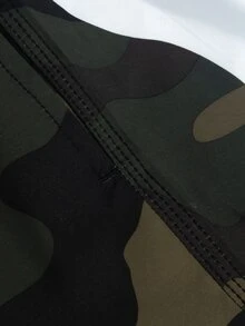 Hombres Shorts de playa con estampado de camuflaje de cintura con cordón - Multicolor - Ver 4