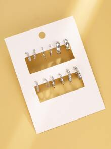 6pairs/set Minimalist Hoop Earrings - Silver - View 2