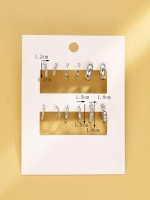 6pairs/set Minimalist Hoop Earrings - Silver - View 3