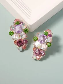 Rhinestone Decor Stud Earrings - Multicolor - View 1