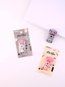 1pc Cat Paw Design Correction Tape, Cute Portable Whiteout Correction Tape For School Student, Office - Multicolor - View 2