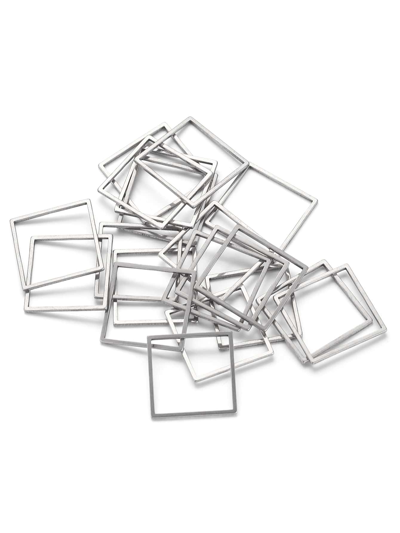 20 件不銹鋼方形鏈結連接耳環 DIY 珠寶配件耳環 - 銀色 - 查看 1