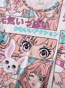 Toddler Girls Cartoon & Letter Graphic Tee - Multicolor - View 4