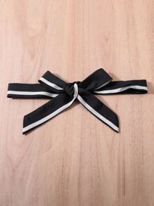 SHEIN Girls Striped Print Belted Tank Romper - Black - View 5