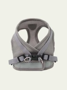 Pet Harness With Leash Set, Breathable Mesh Vest Style Chest And Back Strap With Reflective Stripes For Outdoor Walking And Night-Time Strolls, Suitable For Both Cats And Dogs - Grey - View 4