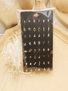 24pairs Simple Faux Pearl Decor Solid Stud Earrings For Women For Daily Decoration - Multicolor - View 1