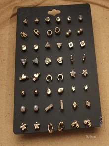 24pairs Simple Faux Pearl Decor Solid Stud Earrings For Women For Daily Decoration - Multicolor - View 3