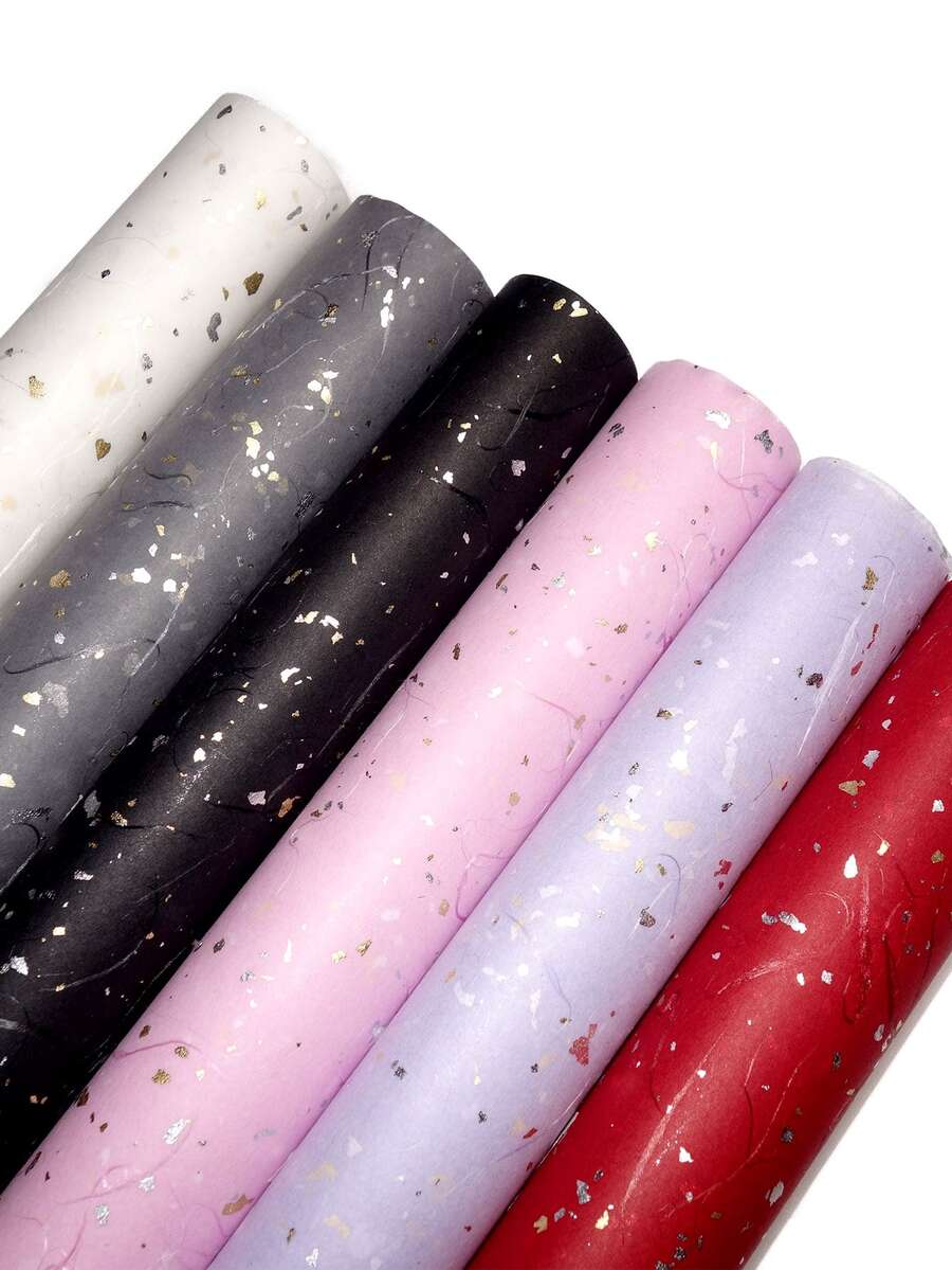 6pcs/set PVC Gift Wrap Paper, Creative Heart Pattern Gift Packaging Paper Gift Wrapping - Black - View 1