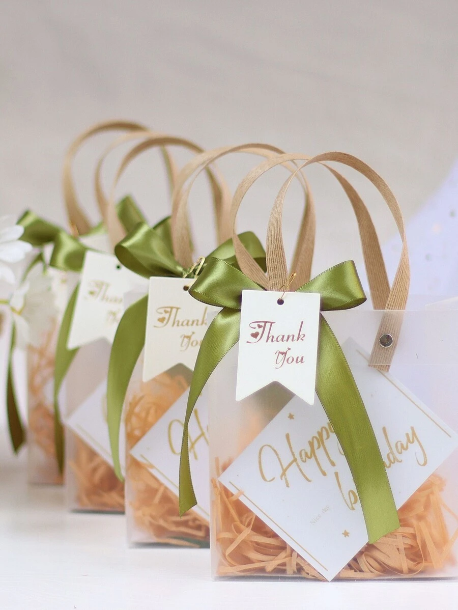 5Pcs/Set Plastic Gift Bag, Modernist Gift Wrapping Bag For Wedding Party Party Favors - Clear - View 1