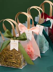 5Pcs/Set Plastic Gift Bag, Modernist Gift Wrapping Bag For Wedding Party Party Favors - Clear - View 4