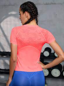 Yoga Basic Raglan Sleeve Sports Tee - Coral Pink - View 2