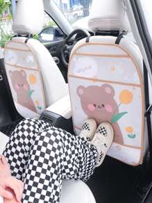 Tổ chức lưu trữ xe in hình gấu hoạt hình đa chức năng - Màu be - Xem 1