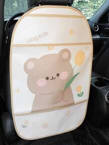Tổ chức lưu trữ xe in hình gấu hoạt hình đa chức năng - Màu be - Xem 2