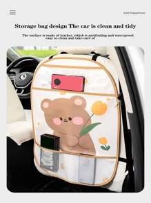 Tổ chức lưu trữ xe in hình gấu hoạt hình đa chức năng - Màu be - Xem 8