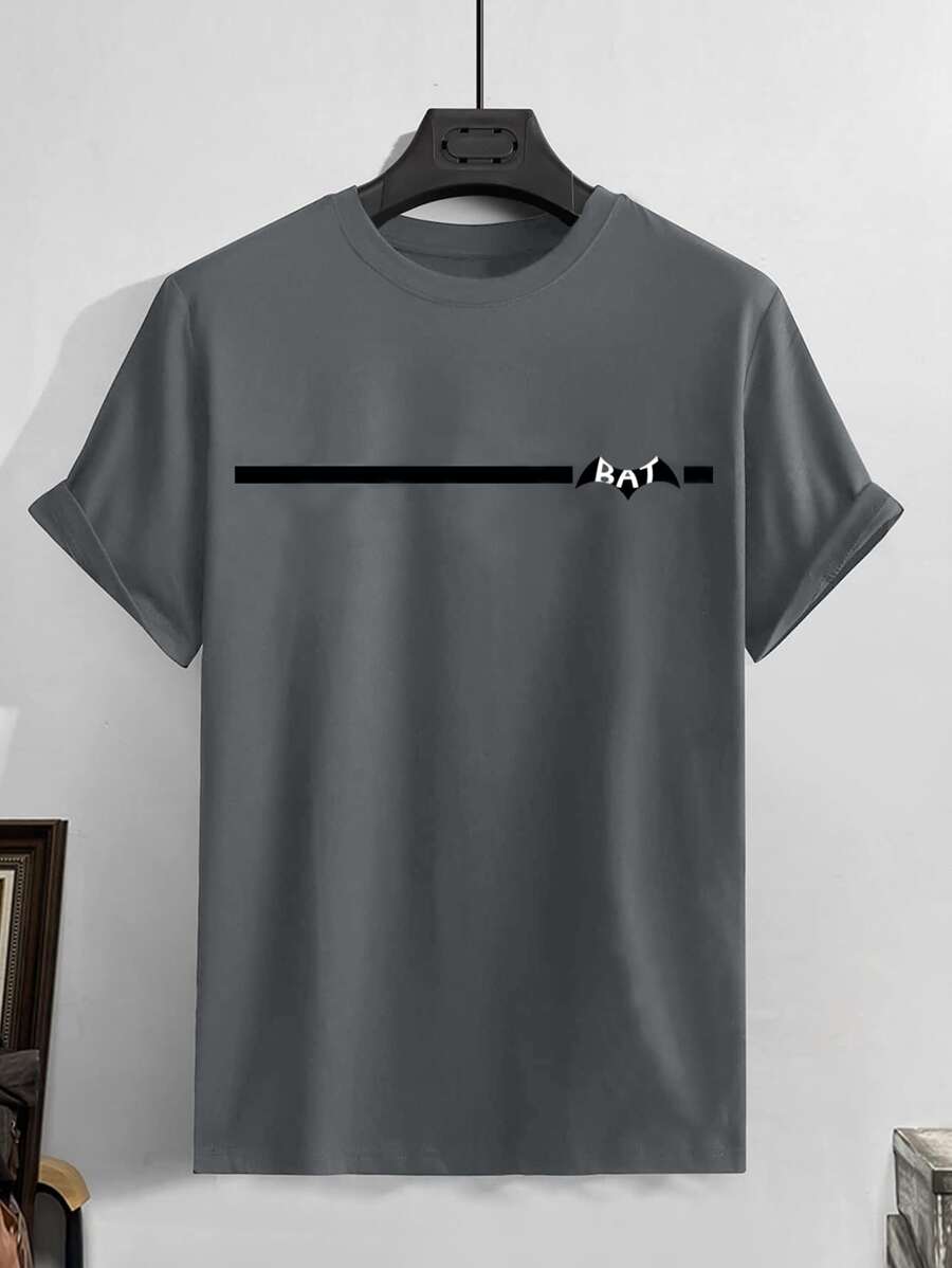 男士字母圖案T恤