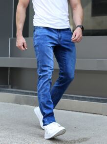 Men's Casual Washed Slim Fit Stretch Denim Jeans - Dark Wash - View 5