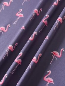 NITAGUT 男士滿版火烈鳥圖案POLO衫 - 深灰色 - 查看 5