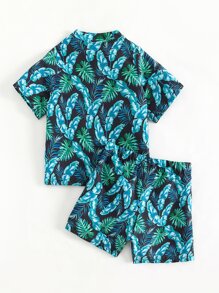 Toddler Boys Tropical Print Beach Swimsuit - Multicolor - View 2
