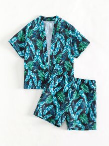 Toddler Boys Tropical Print Beach Swimsuit - Multicolor - View 4