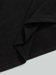 ROMWE MEN Guys Cotton Slogan & Figure Graphic Tee - Black - View 3